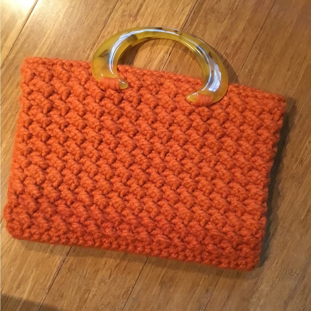 Handmade Textured Orange Crochet Handbag